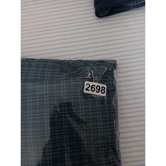 Cinch Western Shirt Mens XXL Turquoise & Navy Plaid Button Down Cowboy Logo - Picture 10 of 10